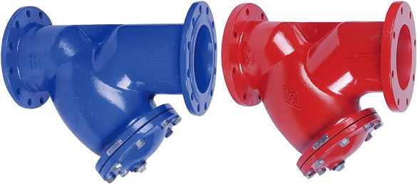 Flanged Y strainers.