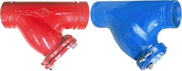 Grooved Y strainers.