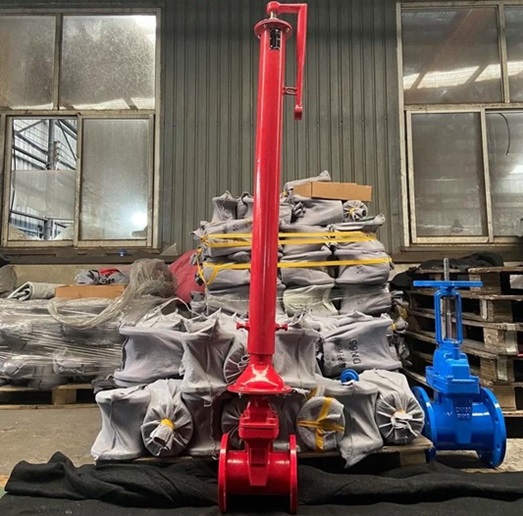 Post indicator with a gate valve.