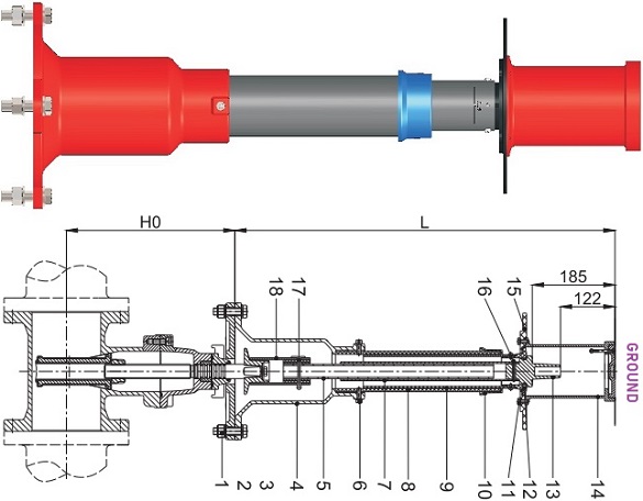 adjustable extended stem for gate valves.