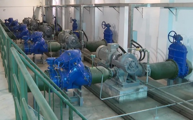 Valves at the raw water intake pump room.