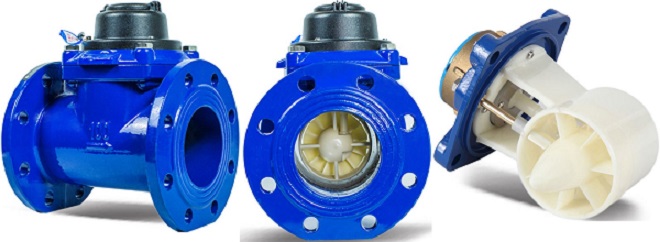 Horizontal type Woltman water meter.