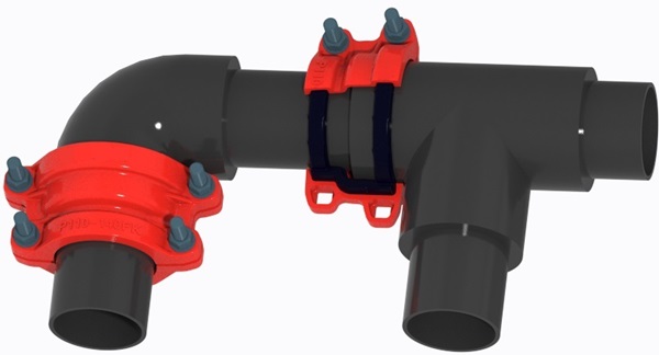 application of d.i. compact repair clamp in plastic piping.
