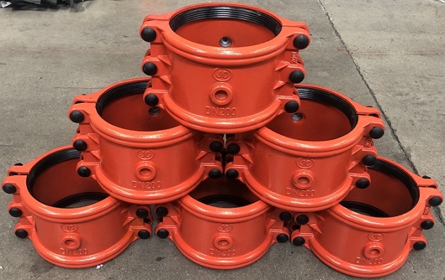 D.I repair clamps in red epoxy coating.