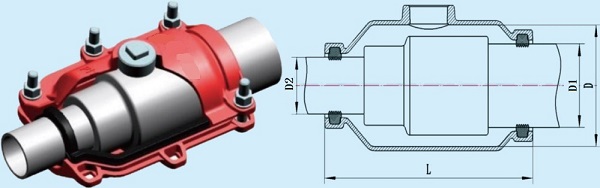 drawing of reducer-joint repair clamp.