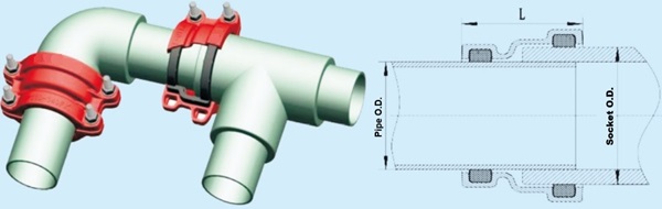 Drawing of tight-space repair clamp for pp.