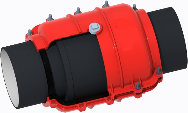 Use of double socket collar repair clamp.