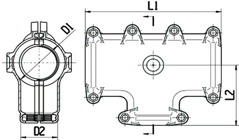 drawing of tee joint repair clamp