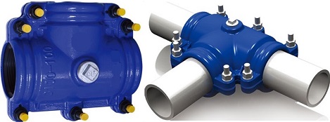 tee joint repair clamp in use for steel pipes