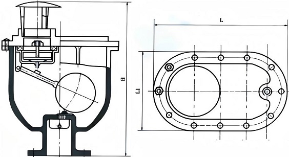 Drawing of single body combination air valve.
