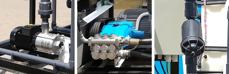 feed pump, high pressure pump, disc filter.