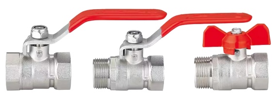 reduced bore brass ball valve F/F&M/F threaded, flat lever operated& T-handle